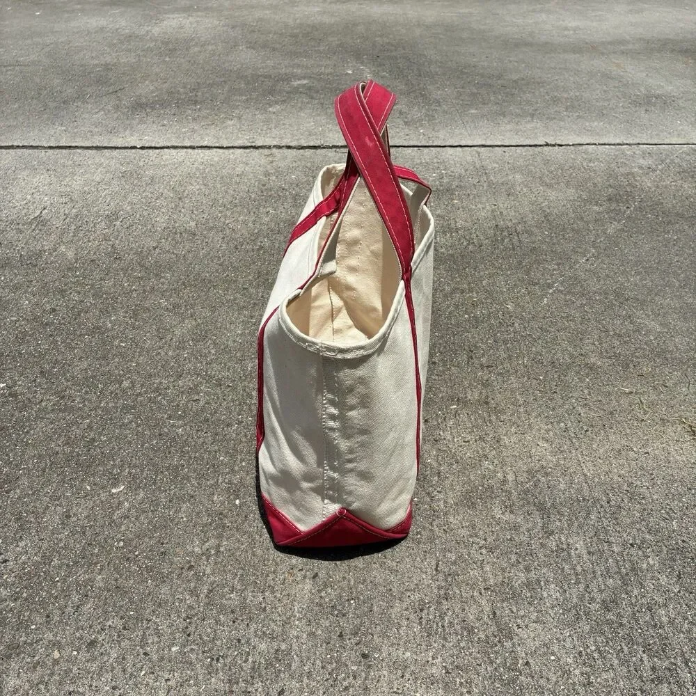 Vtg Medium Size Boat And Tote L L Bean Stiff Canvas Made In USA 11”x 12”x 5.5”